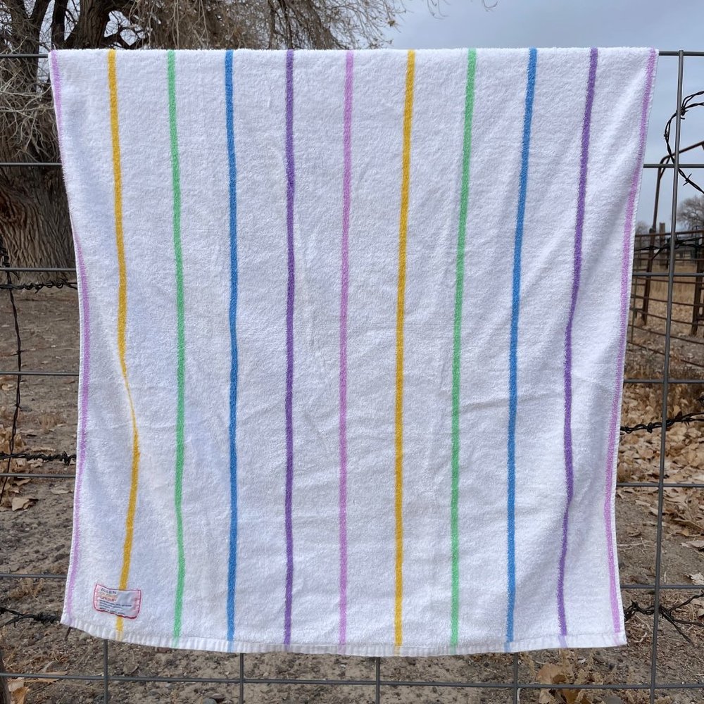 Vintage Beach or Bathroom Towel - Rainbow Stripes by Allen Design Group